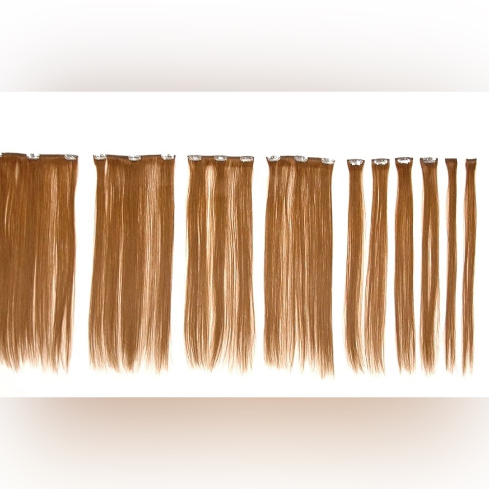 EURONEXT Clip in hair extensions, 100% Remy human hair, 14 inches, light caramel